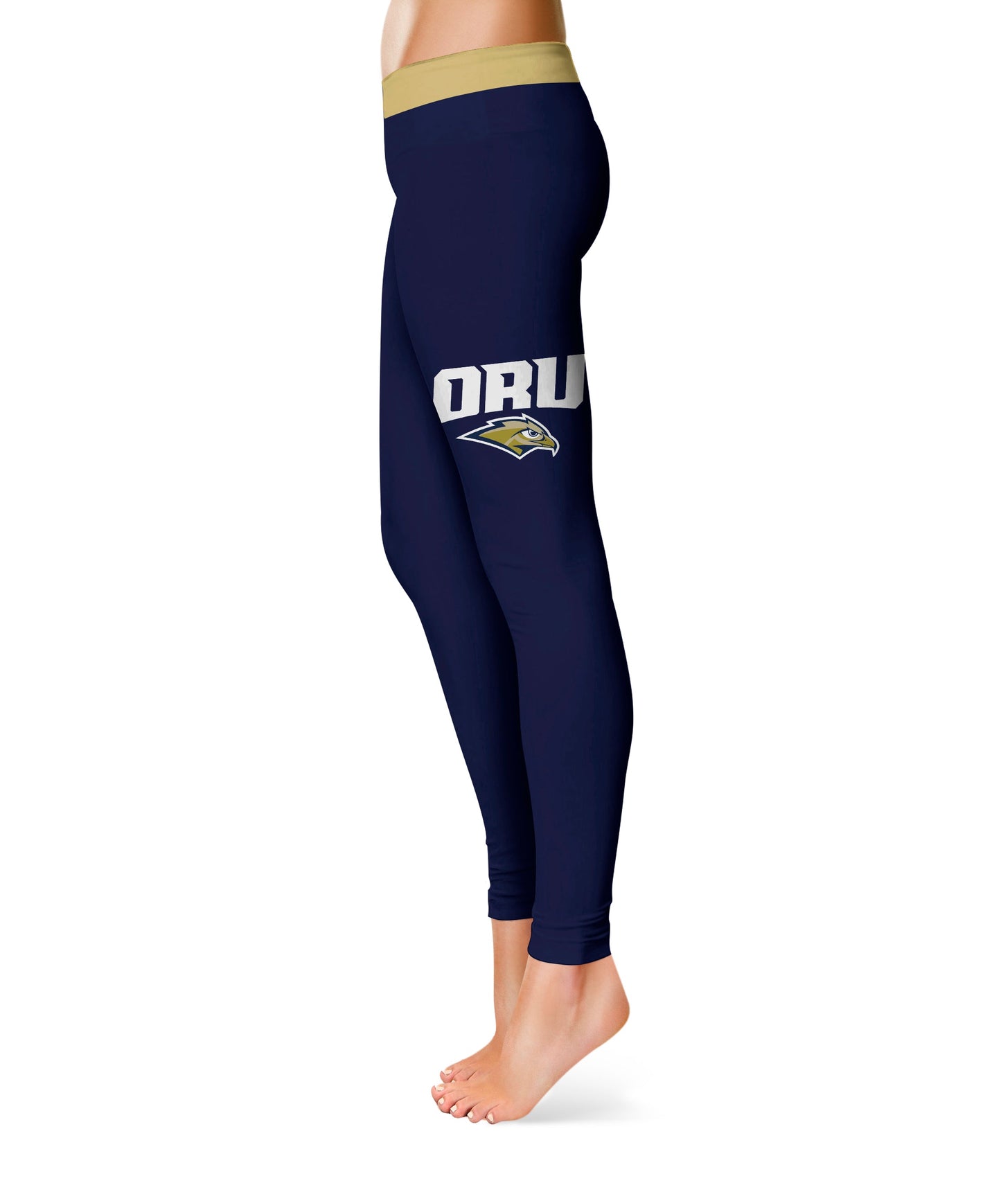 Oral Roberts Golden Eagles Vive La Fete Game Day Collegiate Logo on Thigh Navy Women Yoga Leggings 2.5 Waist Tights