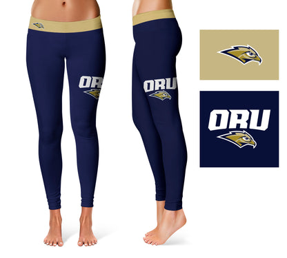 Oral Roberts Golden Eagles Vive La Fete Game Day Collegiate Logo on Thigh Navy Women Yoga Leggings 2.5 Waist Tights