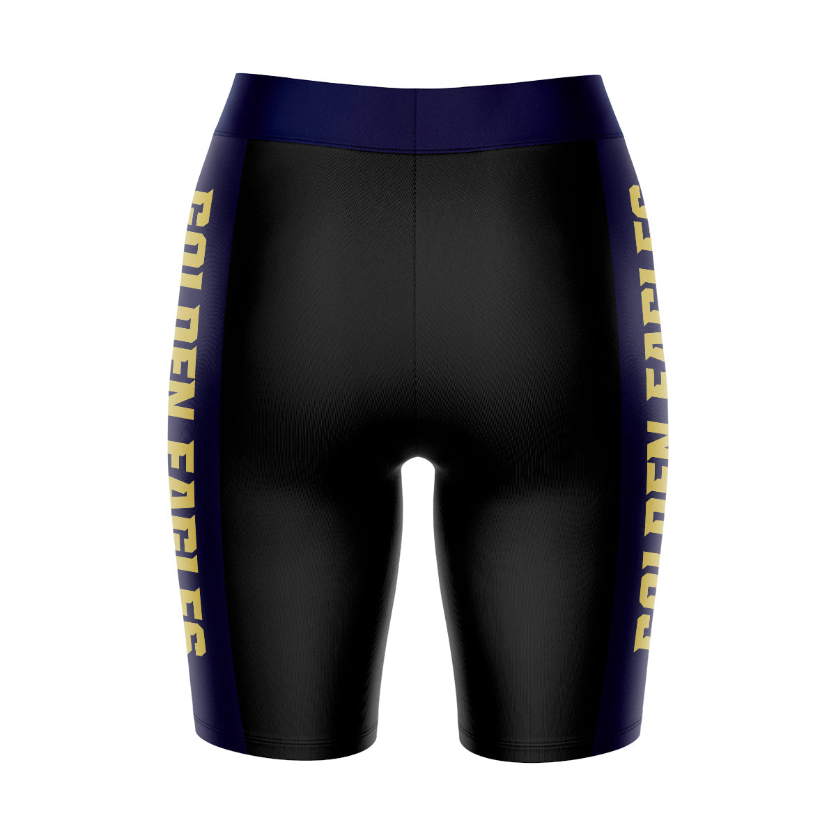 Oral Roberts Golden Eagles Vive La Fete Game Day Logo on Waistband and Navy Stripes Black Women Bike Short 9 Inseam