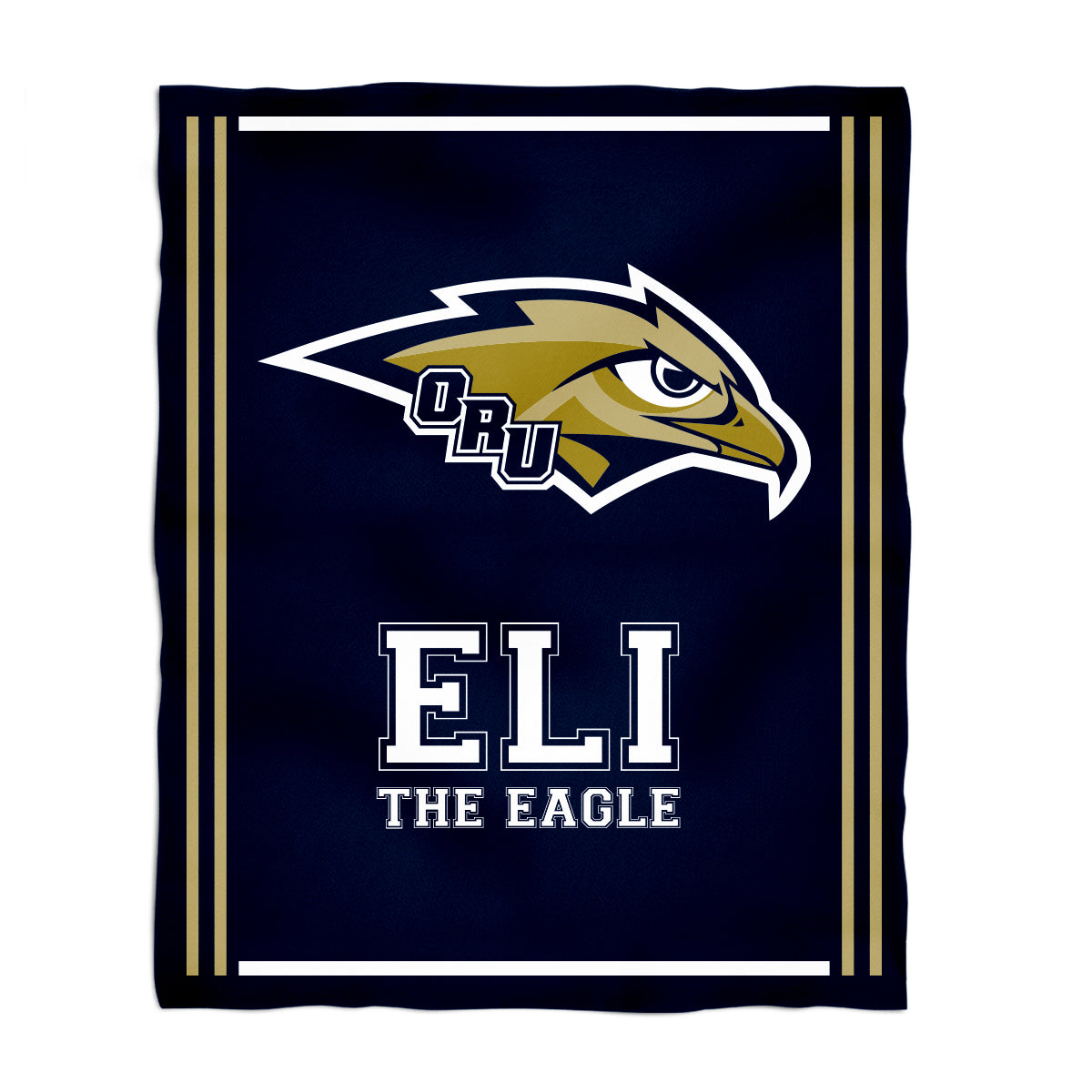 Oral Roberts University Golden Eagles Kids Game Day Blue Plush Soft Minky Blanket 36 x 48 Mascot