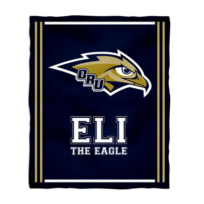 Oral Roberts University Golden Eagles Kids Game Day Blue Plush Soft Minky Blanket 36 x 48 Mascot