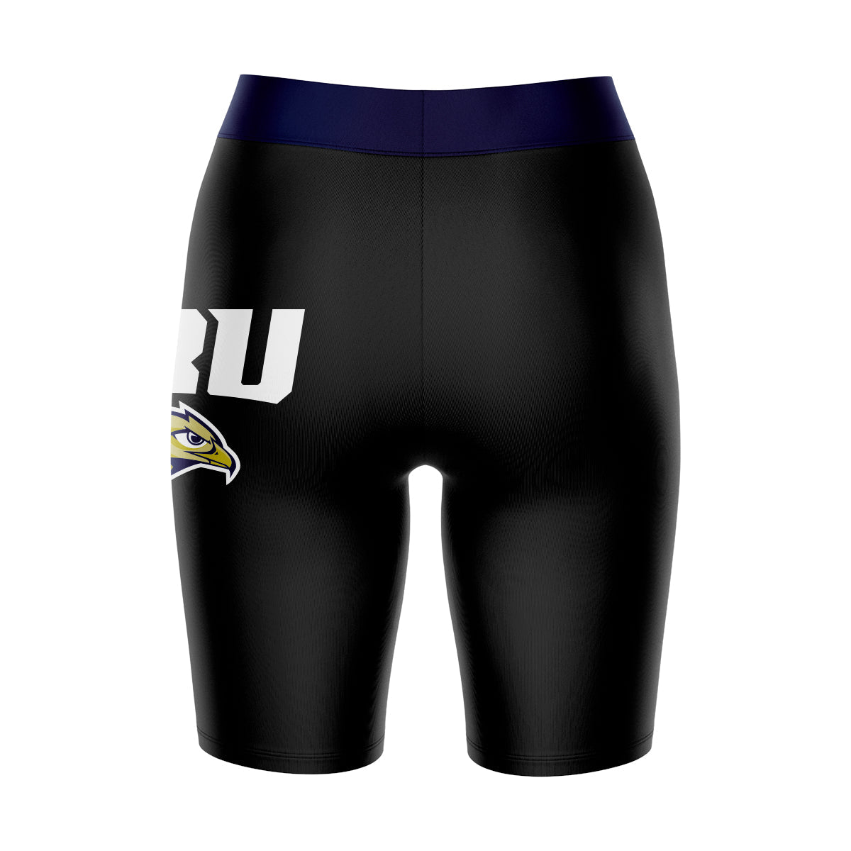 Oral Roberts Golden Eagles Vive La Fete Game Day Logo on Thigh and Waistband Black and Navy Women Bike Short 9 Inseam