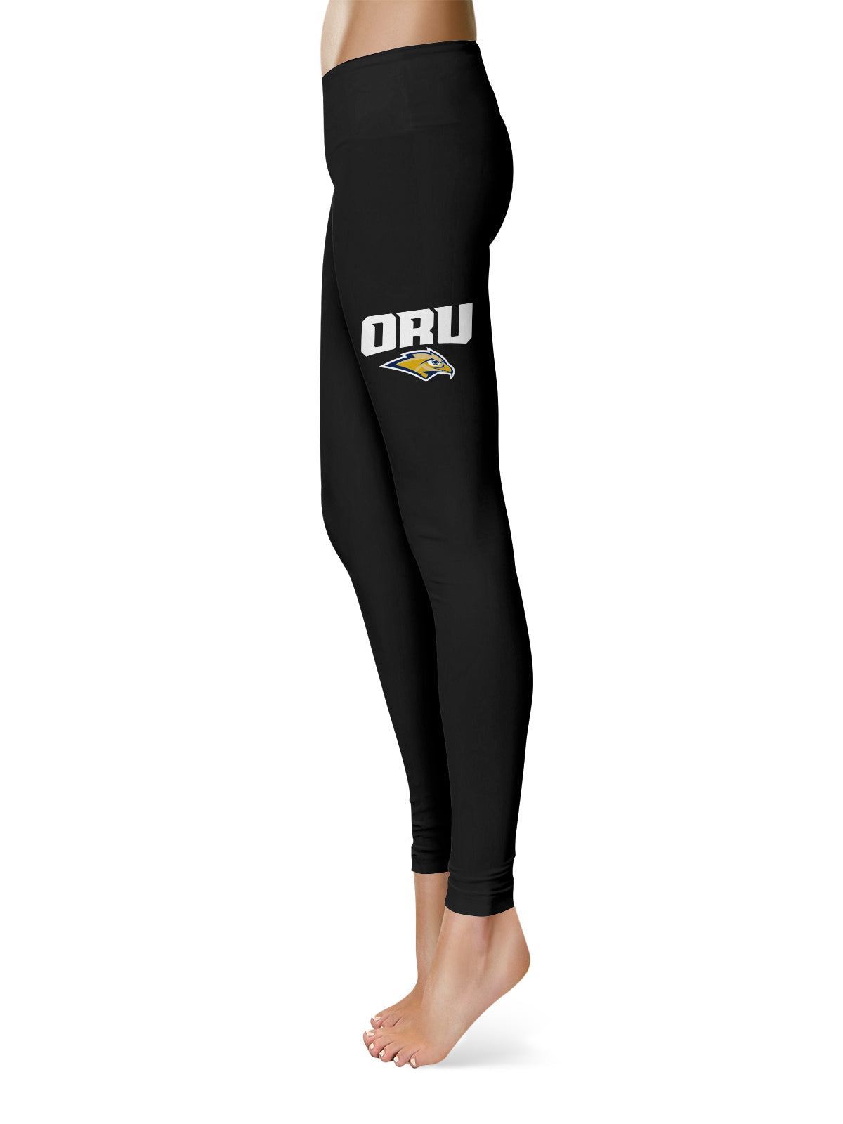 Oral Roberts Golden Eagles Vive La Fete Collegiate Large Logo on Thigh Women Black Yoga Leggings 2.5 Waist Tights