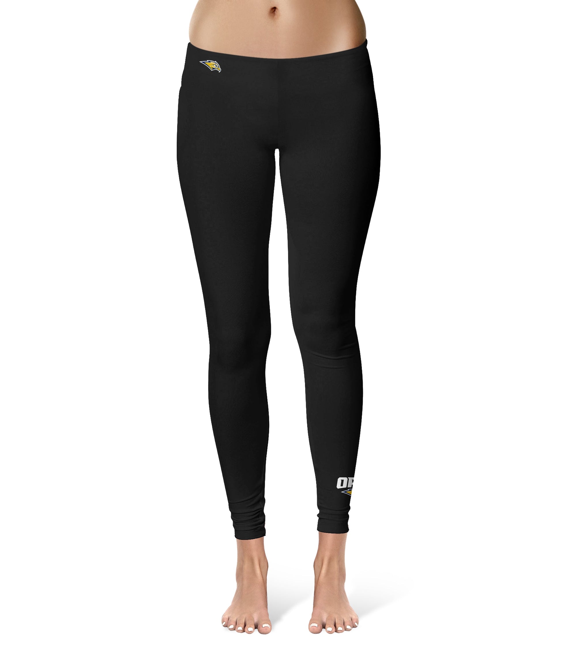 Oral Roberts Golden Eagles Vive La Fete Game Day Collegiate Logo at Ankle Women Black Yoga Leggings 2.5 Waist Tights