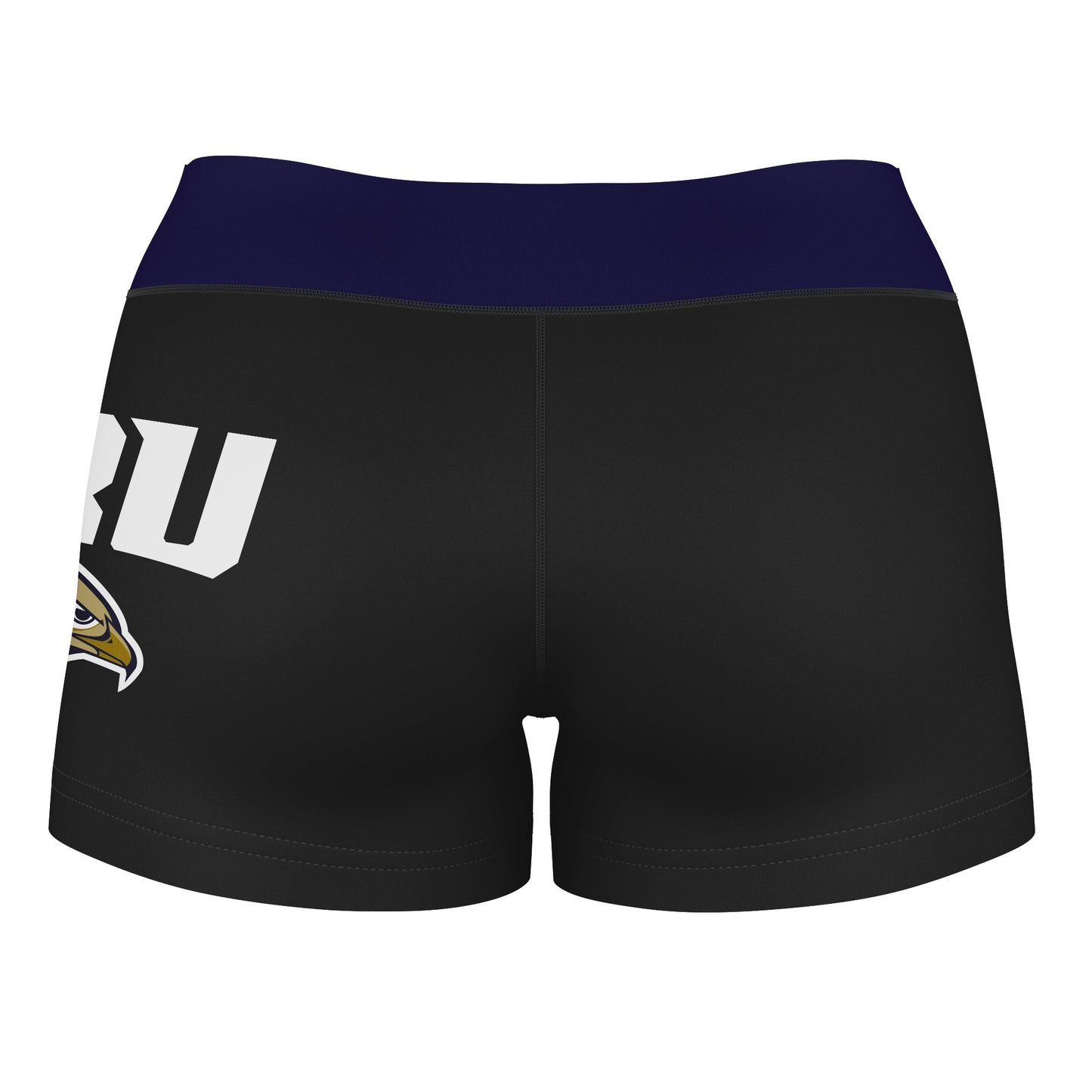 Oral Roberts Golden Eagles Vive La Fete Logo on Thigh & Waistband Black Navy Women Yoga Booty Workout Shorts 3.75 Inseam - Vive La F̻te - Online Apparel Store