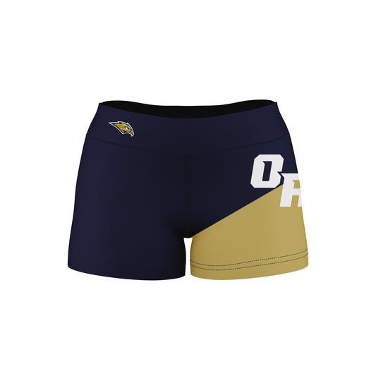 Oral Roberts Golden Eagles Vive La Fete Game Day Collegiate Leg Color Block Women Navy Gold Optimum Yoga Short