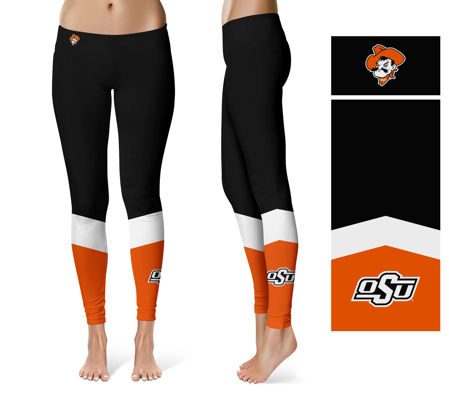 OSU Cowboys Vive La Fete Game Day Collegiate Ankle Color Block Women Black Orange Yoga Leggings