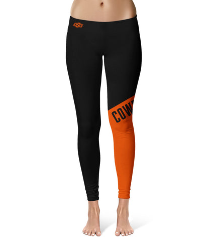 Oklahoma State Cowboys Vive La Fete Game Day Collegiate Leg Color Block Women Black Orange Yoga Leggings