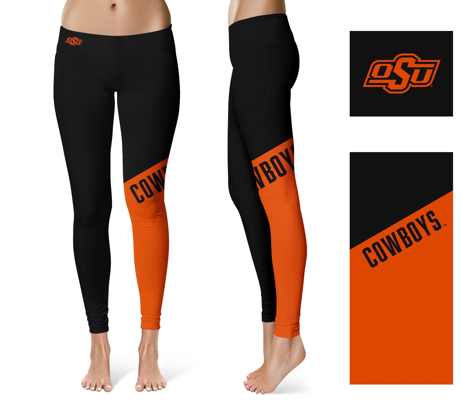 Oklahoma State Cowboys Vive La Fete Game Day Collegiate Leg Color Block Women Black Orange Yoga Leggings