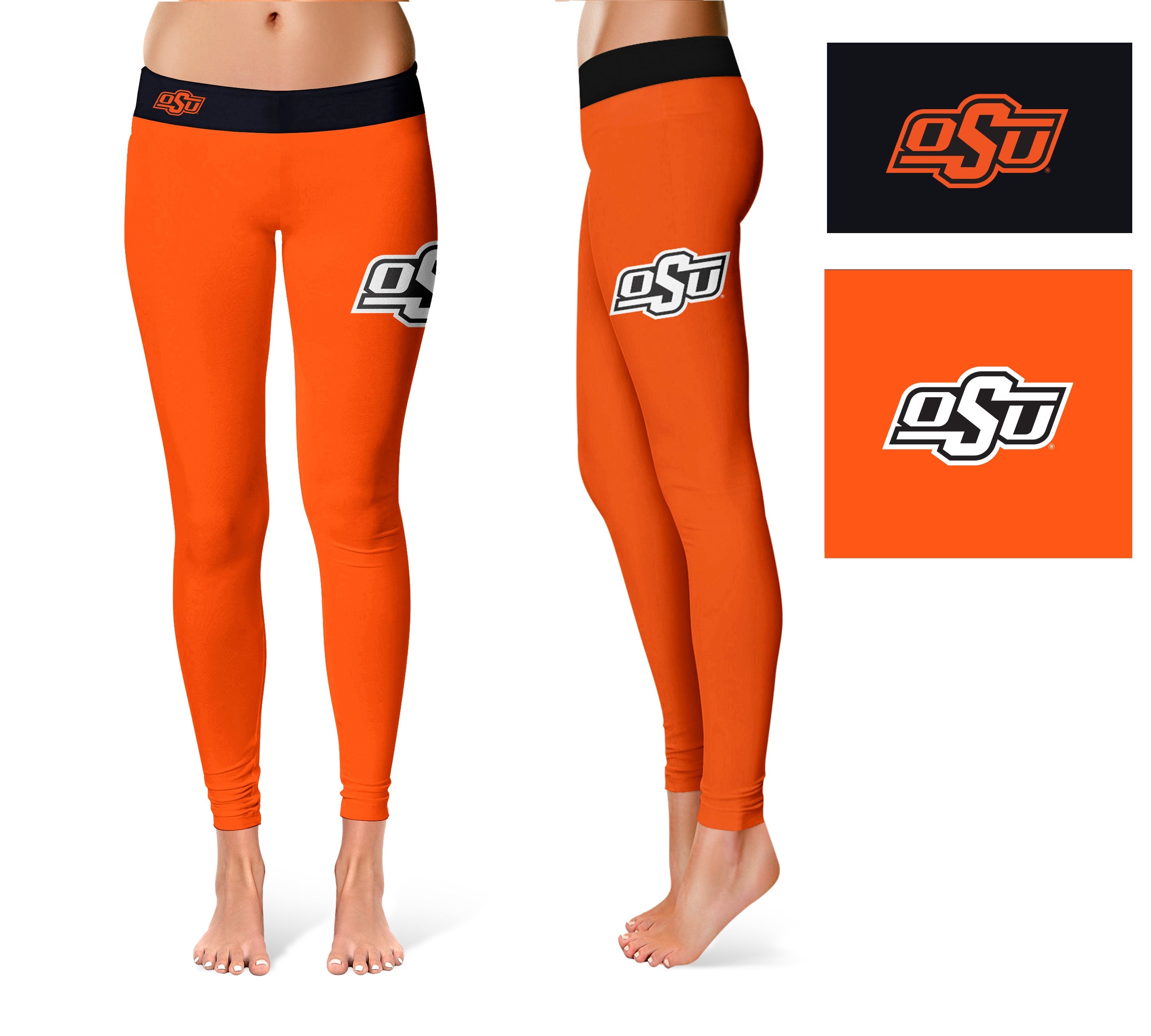 Vive La Fete Collegiate Oklahoma State Cowboys Game Day Logo On Thigh Orange Yoga Leggings for Women by Vive La Fete Standard XL