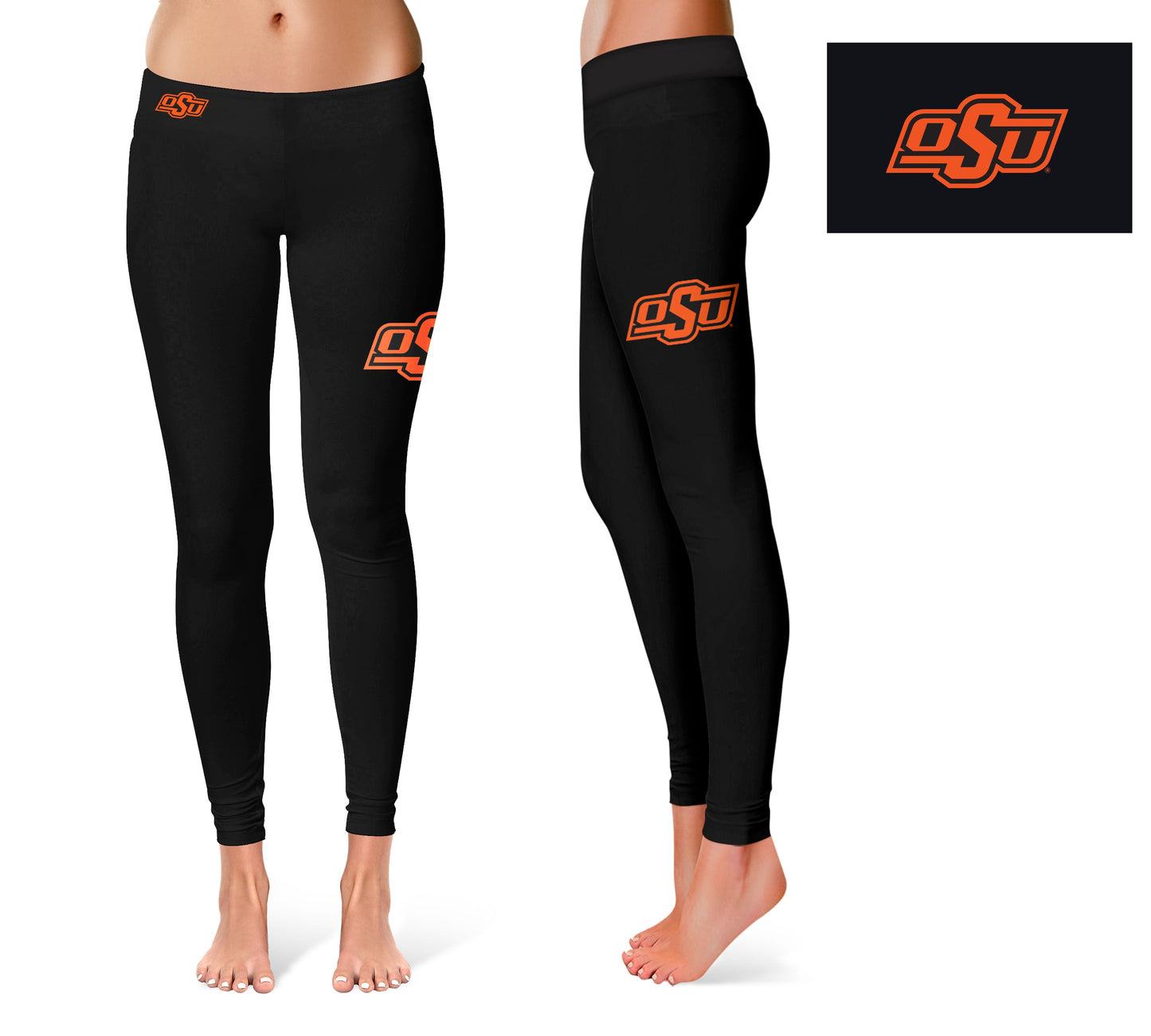 Oklahoma State Cowboys Vive La Fete Game Day Collegiate Large Logo on Thigh Women Black Yoga Leggings 2.5 Waist Tights