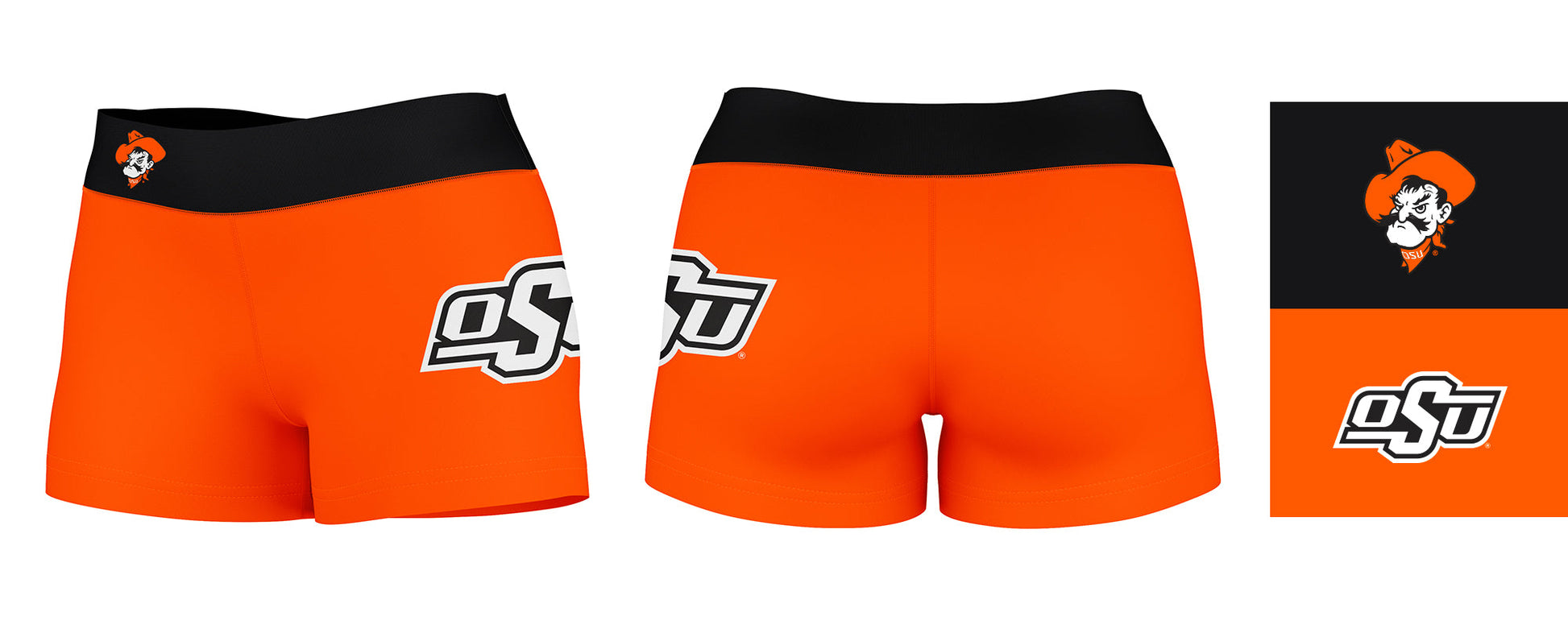 OSU Cowboys Vive La Fete Game Day Logo on Thigh and Waistband Orange & Black Women Yoga Booty Workout Shorts 3.75 Inseam - Vive La F̻te - Online Apparel Store