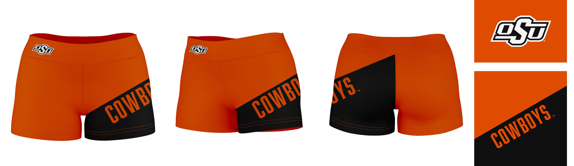 OSU Cowboys Vive La Fete Game Day Collegiate Leg Color Block Women Orange Black Optimum Yoga Short - Vive La F̻te - Online Apparel Store