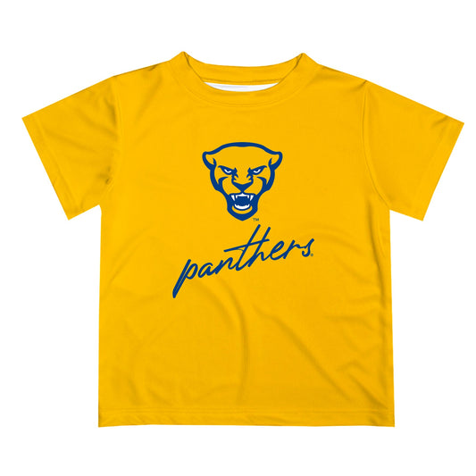 Pittsburgh Panthers UP Vive La Fete Script V1 Gold Short Sleeve Tee Shirt