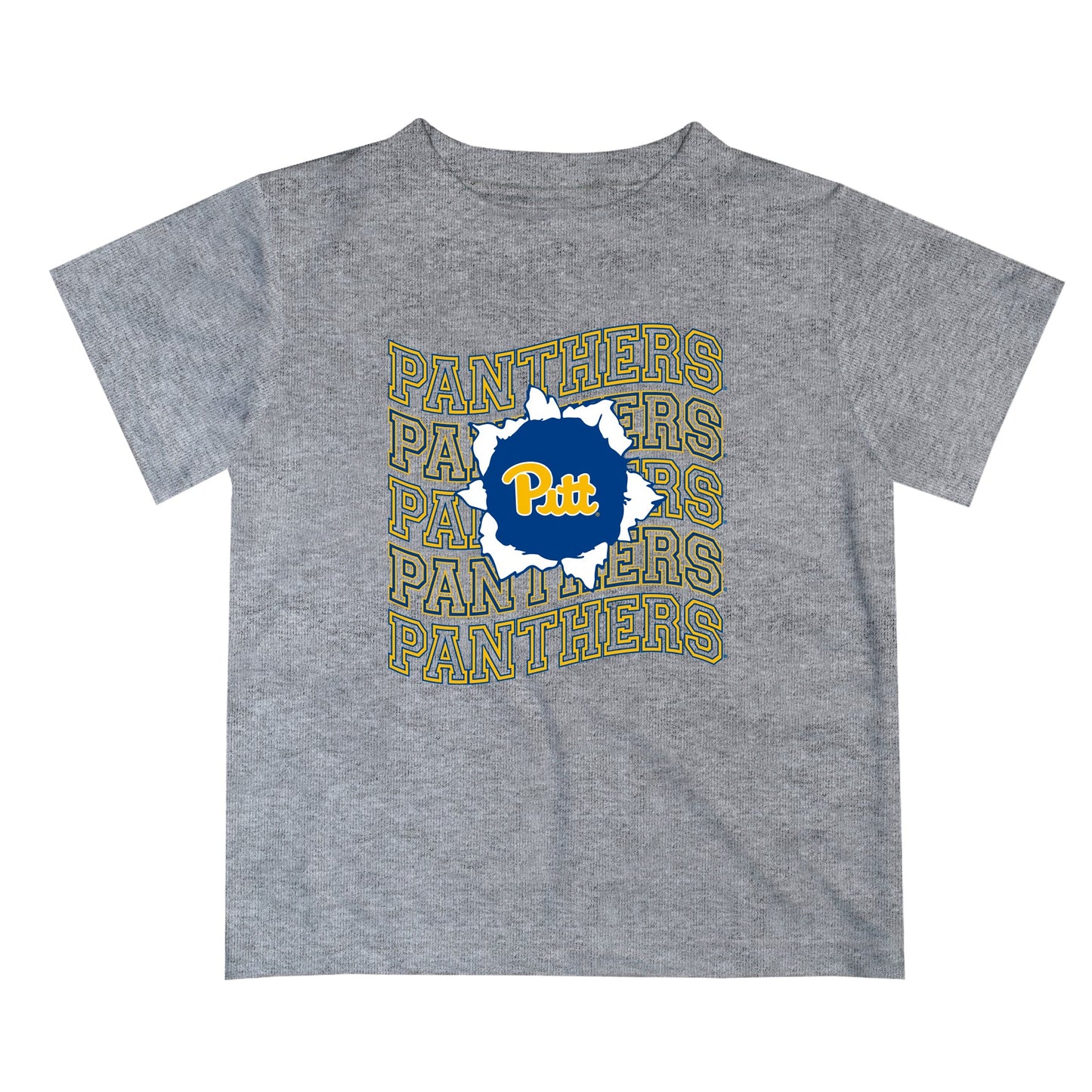 Pittsburgh Panthers UP Vive La Fete  Heather Gray Art V1 Short Sleeve Tee Shirt