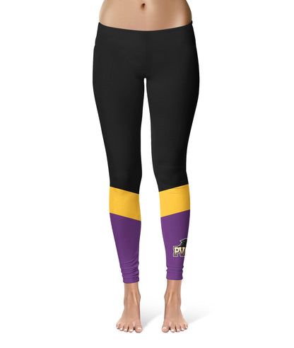 Praire View A&M Panthers PVAMU Vive La Fete Game Day Collegiate Ankle Color Block Women Black Purple Yoga Leggings