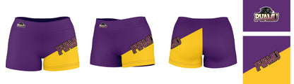 Prairie View A&M Panthers PVAMU Vive La Fete Game Day Collegiate Leg Color Block Women Purple Gold Optimum Yoga Short - Vive La F̻te - Online Apparel Store