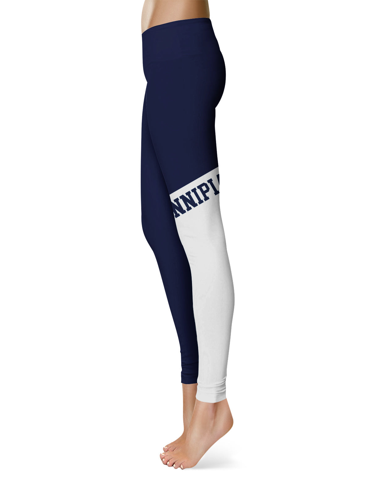 Quinnipiac University Bobcats Vive La Fete Game Day Collegiate Leg Color Block Women Navy White Yoga Leggings