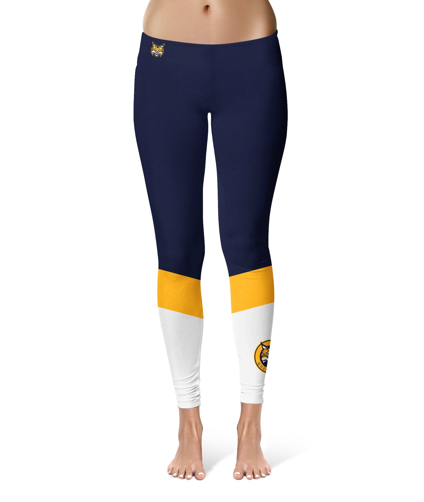 UW Wisconsing Stout Blue Devils Vive La Fete Game Day Collegiate Ankle Color Block Women Navy White Yoga Leggings