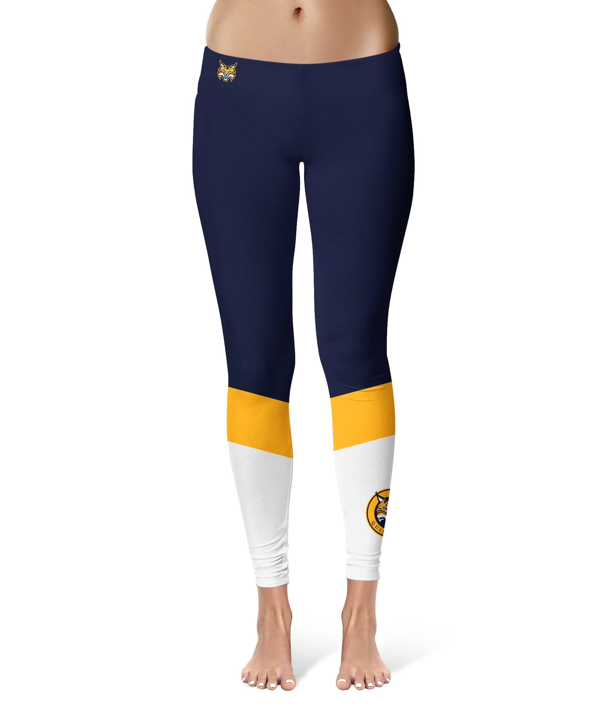 UW Wisconsing Stout Blue Devils Vive La Fete Game Day Collegiate Ankle Color Block Women Navy White Yoga Leggings