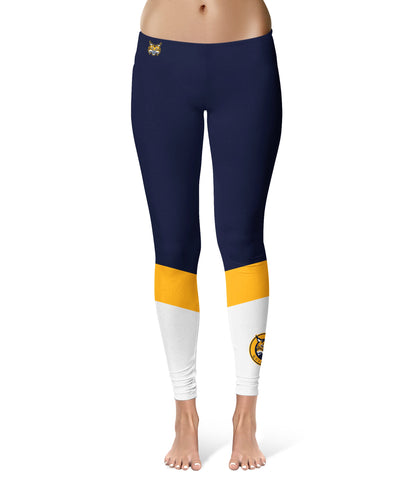 UW Wisconsing Stout Blue Devils Vive La Fete Game Day Collegiate Ankle Color Block Women Navy White Yoga Leggings