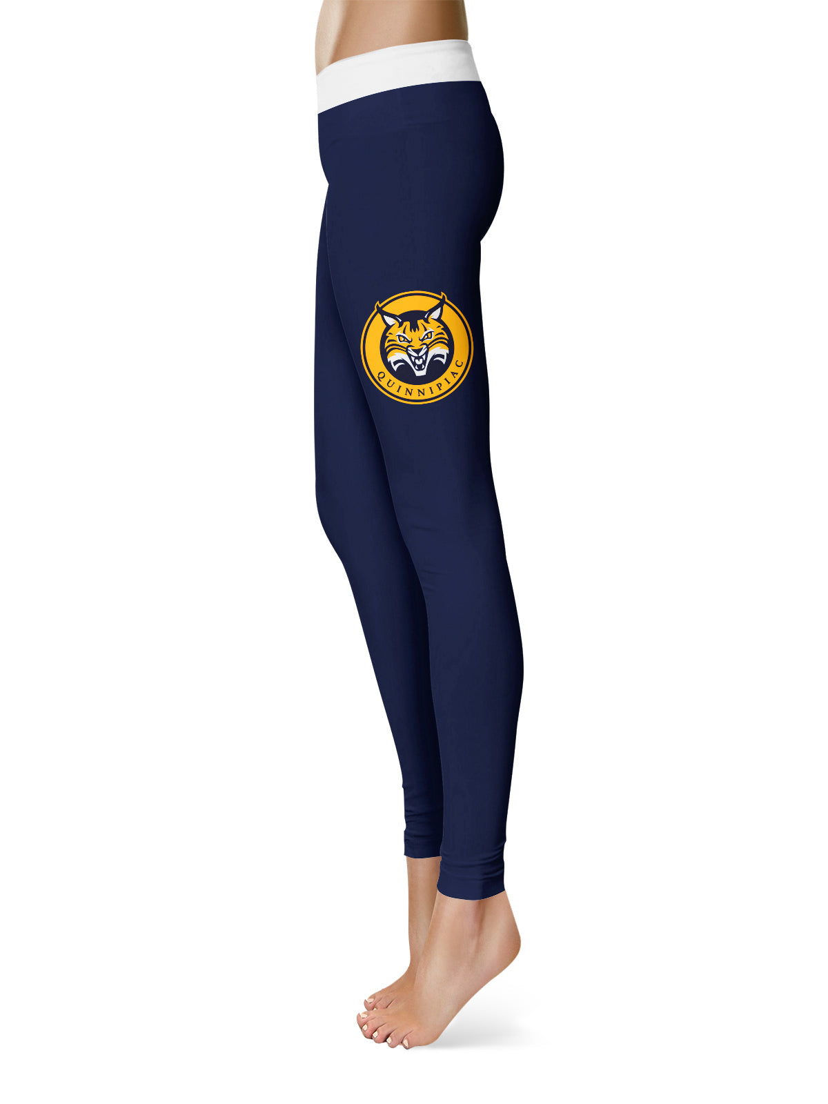 Quinnipiac University Bobcats Vive La Fete Game Day Collegiate Logo on Thigh Blue Women Yoga Leggings 2.5 Waist Tights