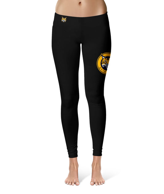 Quinnipiac Bobcats Vive La Fete Game Day Collegiate Large Logo on Thigh Women Black Yoga Leggings 2.5 Waist Tights