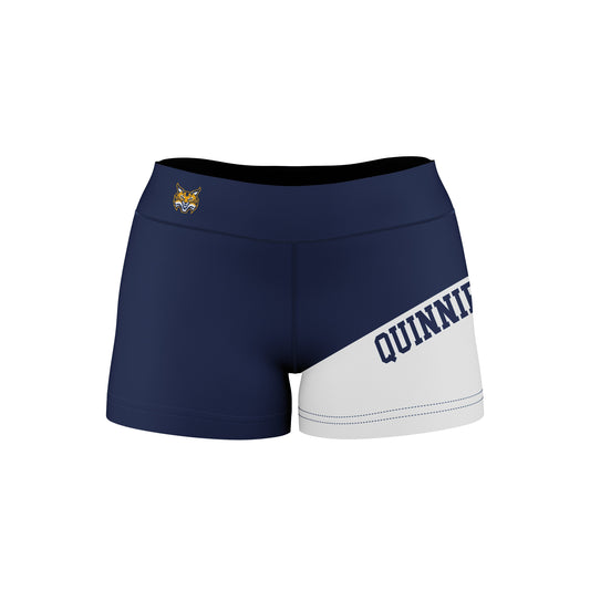 Quinnipiac University Bobcats Vive La Fete Game Day Collegiate Leg Color Block Women Navy White Optimum Yoga Short