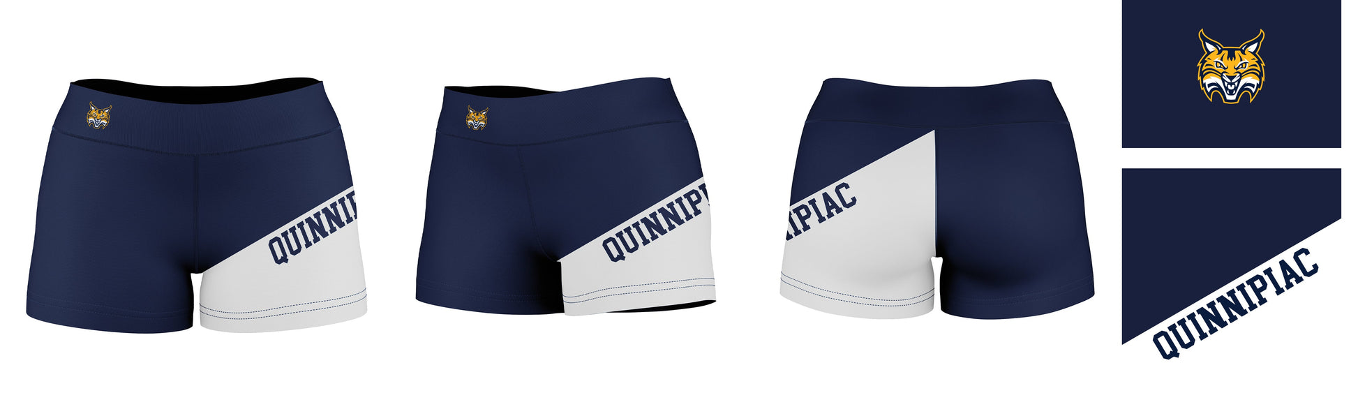 Quinnipiac University Bobcats Vive La Fete Game Day Collegiate Leg Color Block Women Navy White Optimum Yoga Short - Vive La F̻te - Online Apparel Store