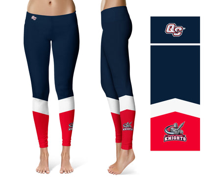 Queens College Knights Vive La Fete Game Day Collegiate Ankle Color Block Women Navy Red Yoga Leggings