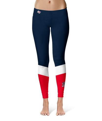Queens College Knights Vive La Fete Game Day Collegiate Ankle Color Block Women Navy Red Yoga Leggings