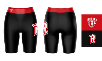 Radford Highlanders Vive La Fete Game Day Logo on Thigh & Waistband Black and Red Women Bike Short 9 Inseam