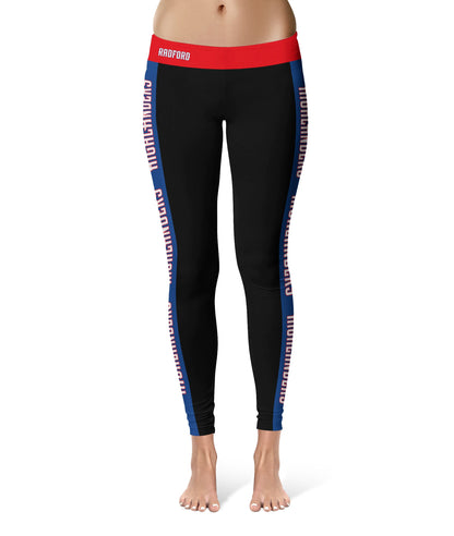 Radford Highlanders Vive La Fete Game Day Collegiate Blue Stripes Women Black Yoga Leggings 2 Waist Tights