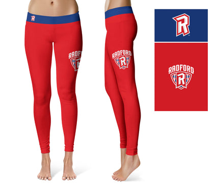 Radford University Highlanders Vive La Fete Game Day Collegiate Logo on Thigh Red Women Yoga Leggings 2.5 Waist Tights