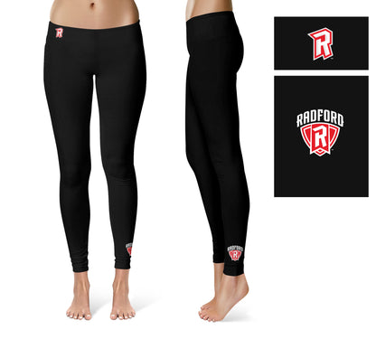 Radford University Highlanders Vive La Fete Game Day Collegiate Logo at Ankle Women Black Yoga Leggings 2.5 Waist Tights