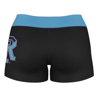 Rhode Island Rams Vive La Fete Logo on Thigh & Waistband Black & Light Blue Women Yoga Booty Workout Shorts 3.75 Inseam" - Vive La F̻te - Online Apparel Store