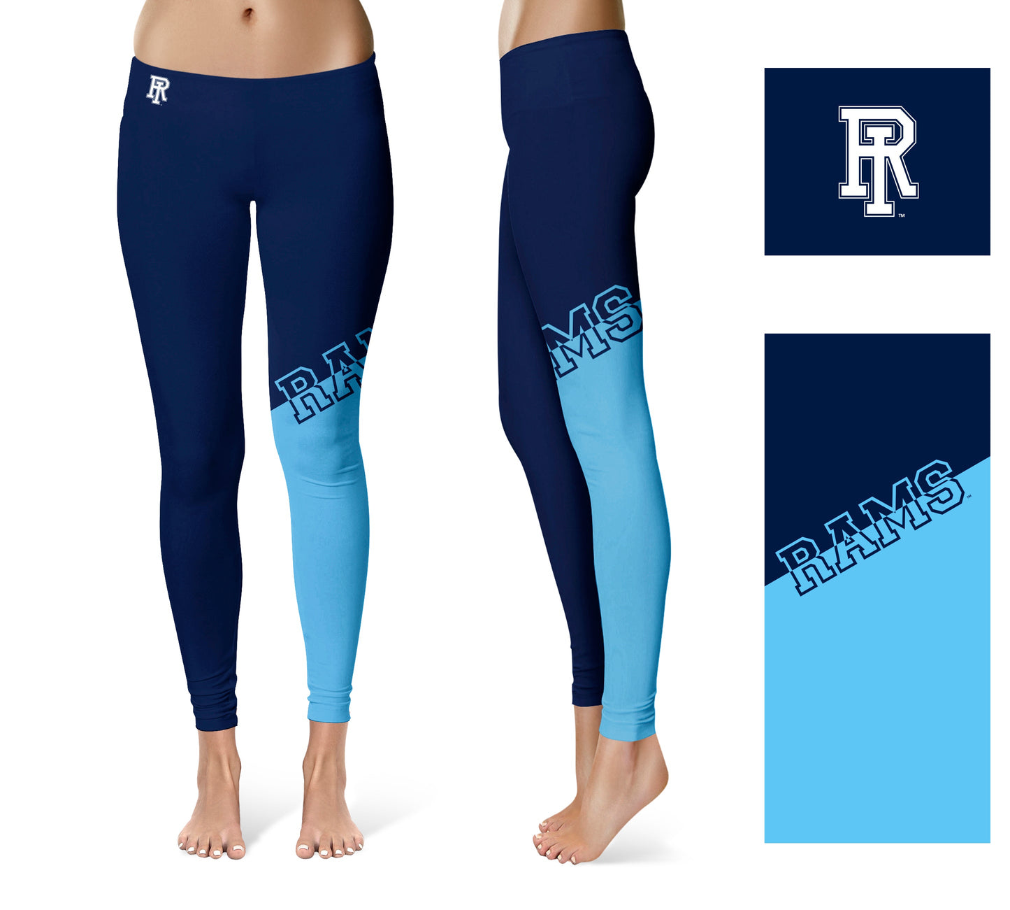 Rhode Island Rams Vive La Fete Game Day Collegiate Leg Color Block Women Navy Blue Yoga Leggings