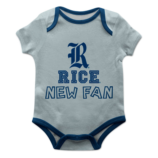 Rice Owls Infant Game Day Gray Short Sleeve One Piece Jumpsuit by Vive La Fete