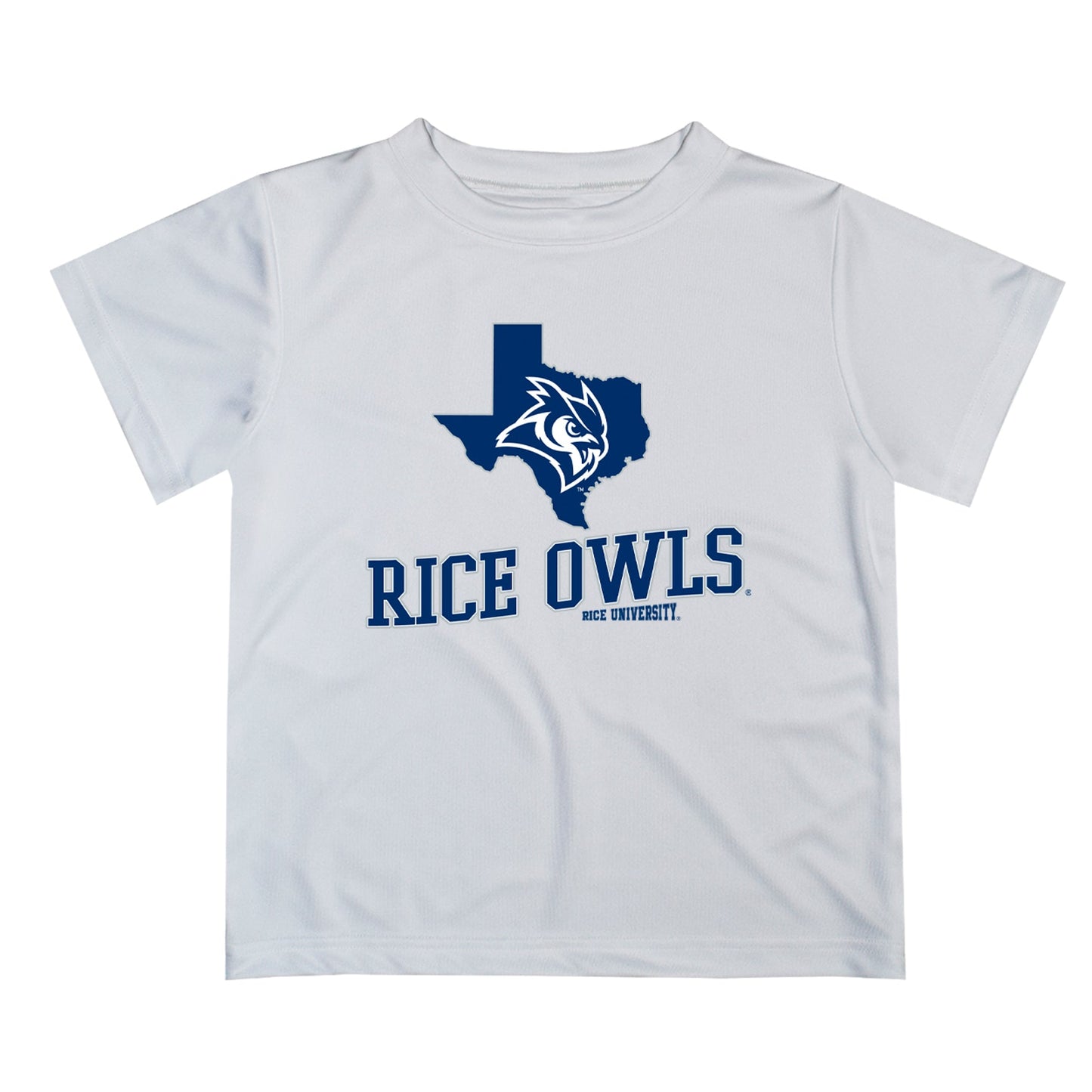 Rice University Owls Vive La Fete State Map White Short Sleeve Tee Shirt