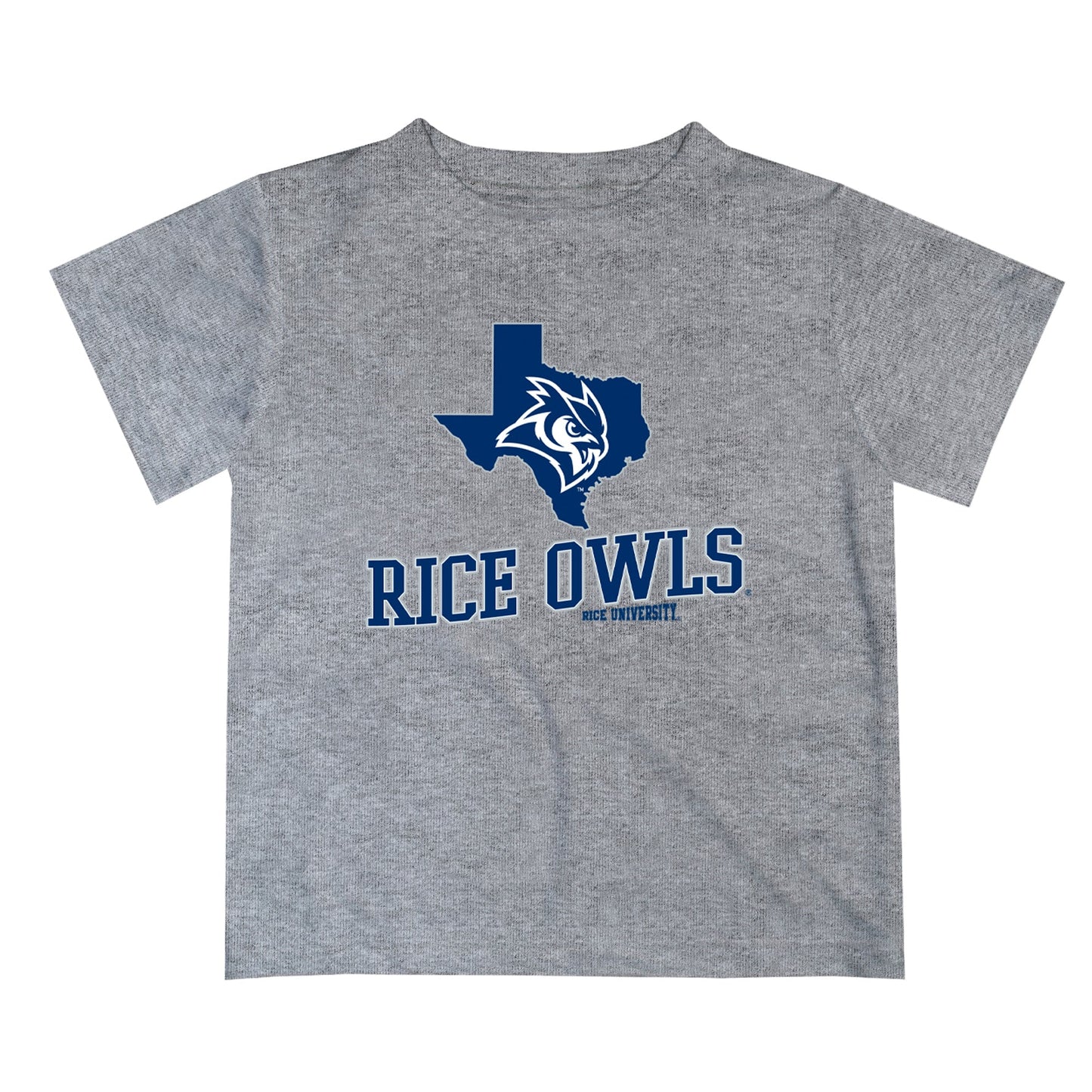 Rice University Owls Vive La Fete State Map Heather Gray Short Sleeve Tee Shirt