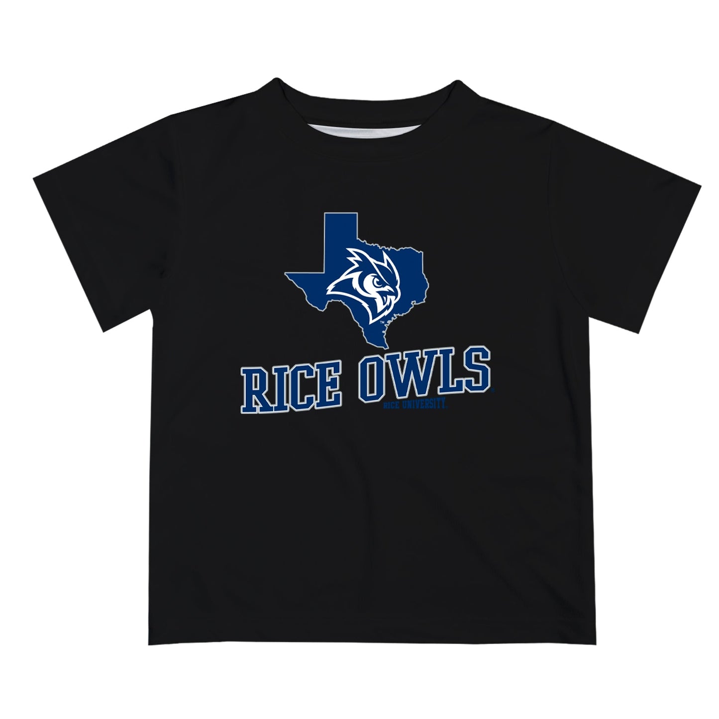 Rice University Owls Vive La Fete State Map Black Short Sleeve Tee Shirt