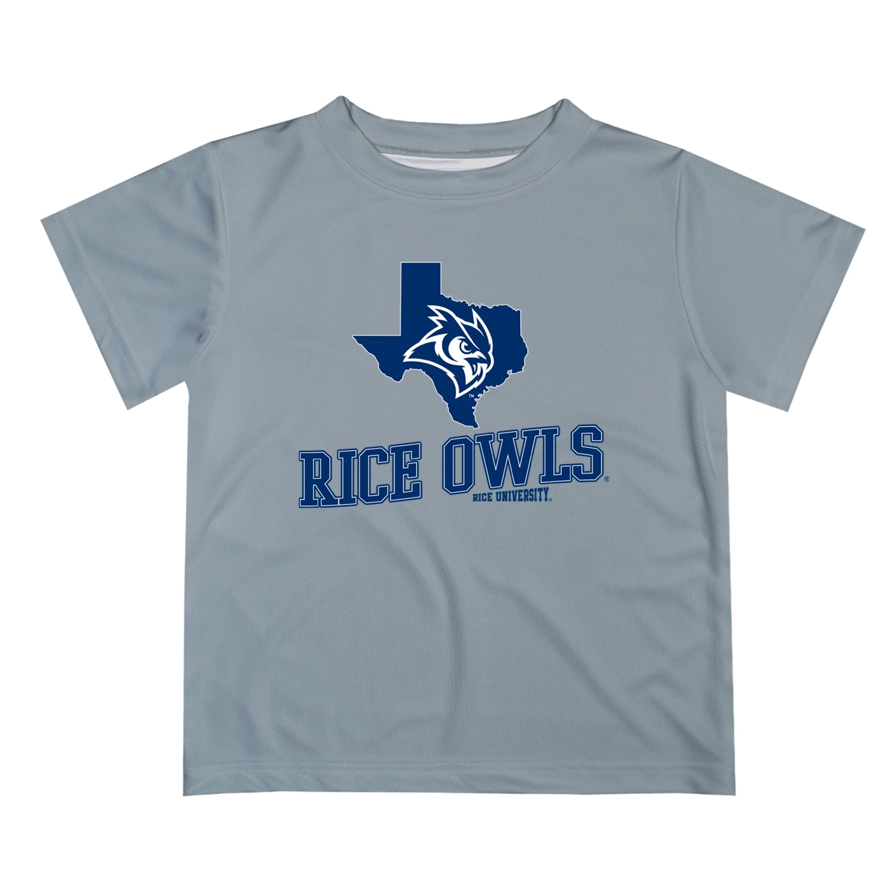 Rice University Owls Vive La Fete State Map Gray Short Sleeve Tee Shirt