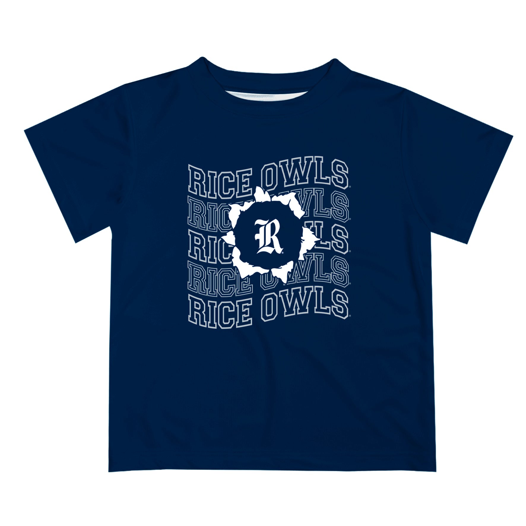 Rice University Owls Vive La Fete  Blue Art V1 Short Sleeve Tee Shirt