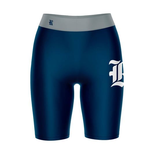 Rice Owls Vive La Fete Game Day Logo on Thigh and Waistband Blue and Gray Women Bike Short 9 Inseam