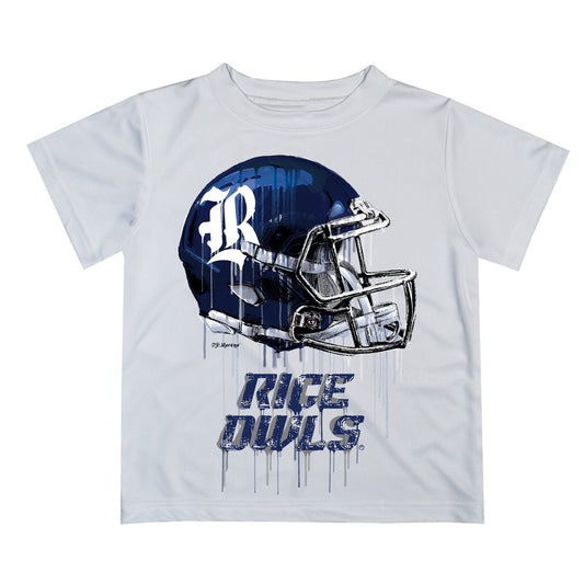 Rice University Owls Original Dripping Football Helmet White T-Shirt by Vive La Fete