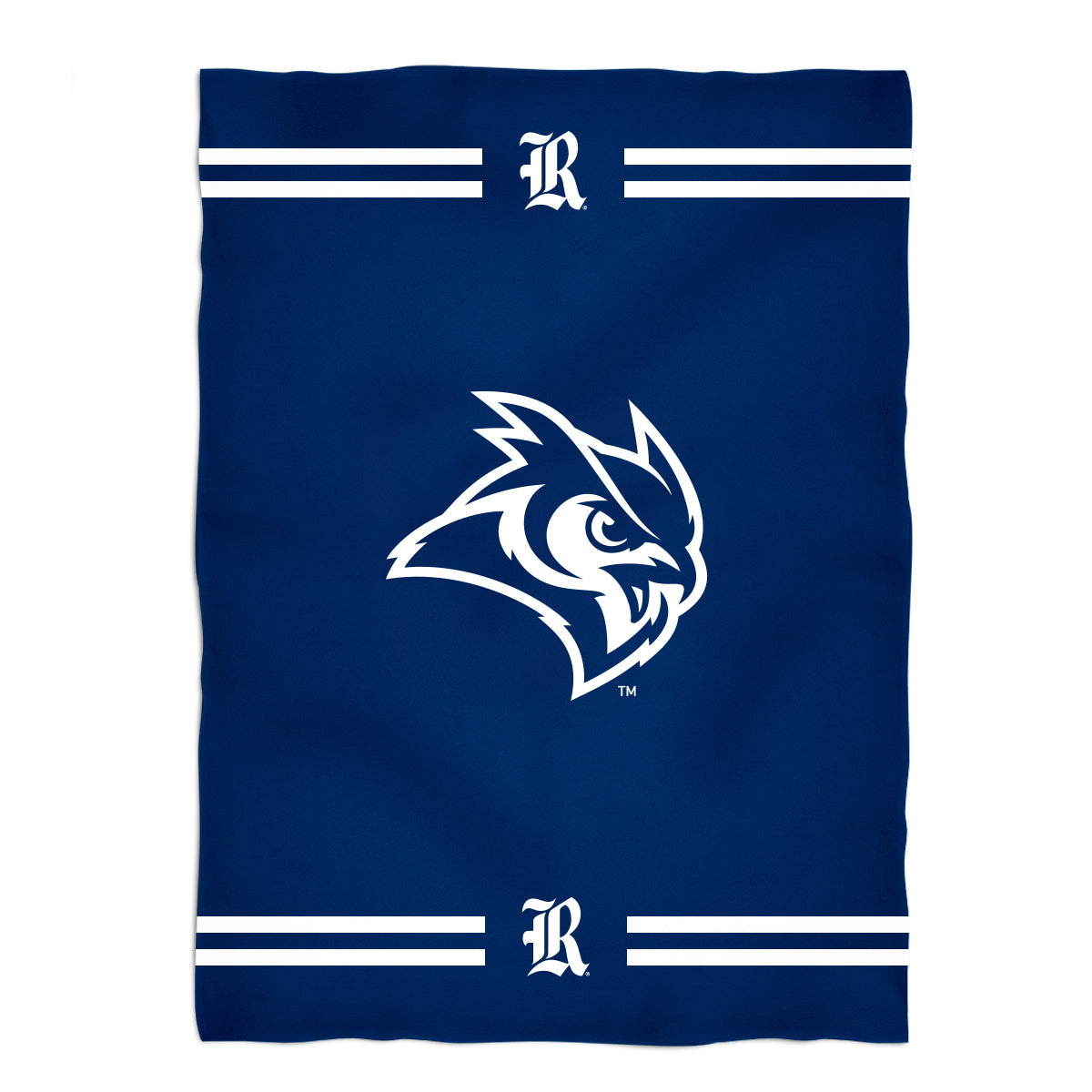 Rice University Owls Game Day Soft Premium Fleece Blue Throw Blanket 40 x 58 Logo and Stripes