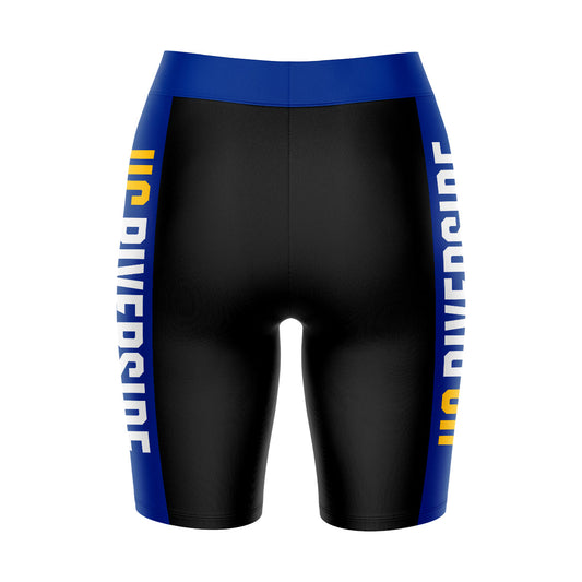 Mouseover Image, UC Riverside The Highlanders Vive La Fete Game Day Logo on Waistband and Blue Stripes Black Women Bike Short 9 Inseam