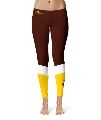 Rowan University Profs RU Vive La Fete Game Day Collegiate Ankle Color Block Women Brown Gold Yoga Leggings