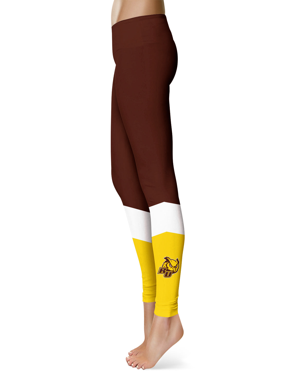 Rowan University Profs RU Vive La Fete Game Day Collegiate Ankle Color Block Women Brown Gold Yoga Leggings