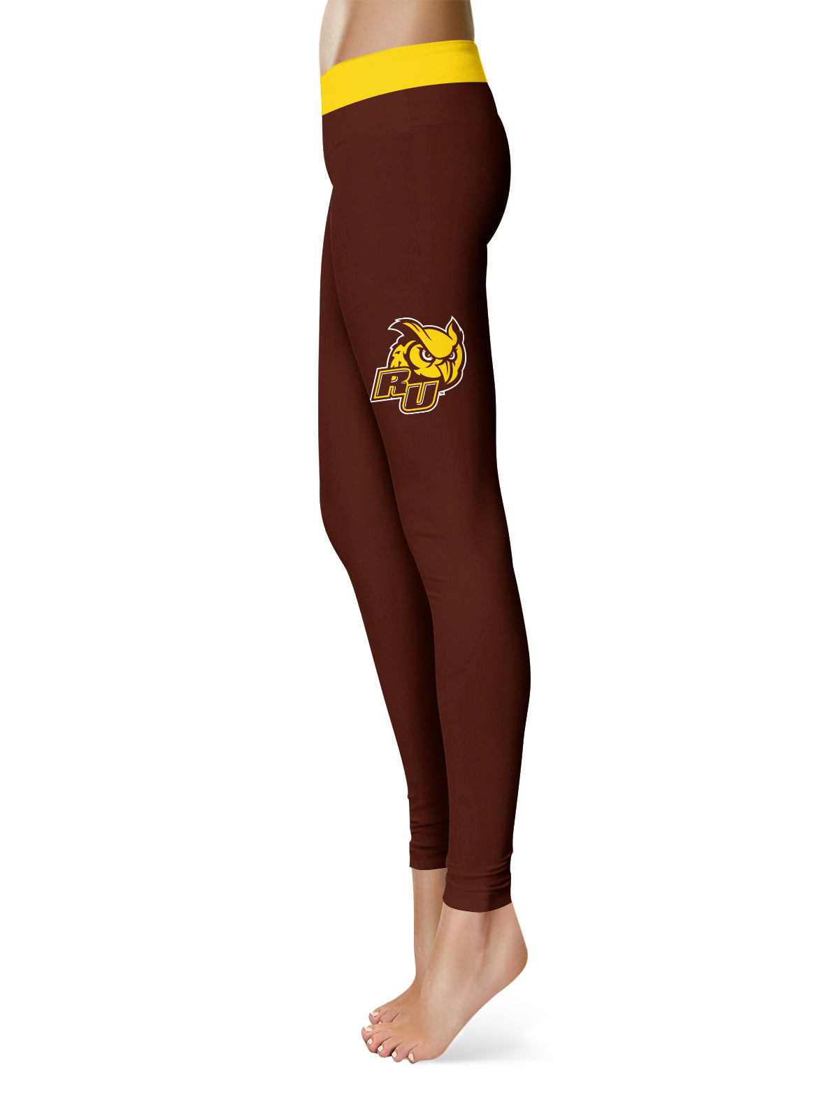 Rowan University Profs RU Vive La Fete Game Day Collegiate Logo on Thigh Brown Women Yoga Leggings 2.5 Waist Tights